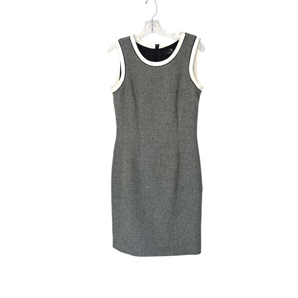 Rena Lange Sheath  Dress Black White Sleeveless Tweed Twee Office Work Size 8 - Picture 1 of 12